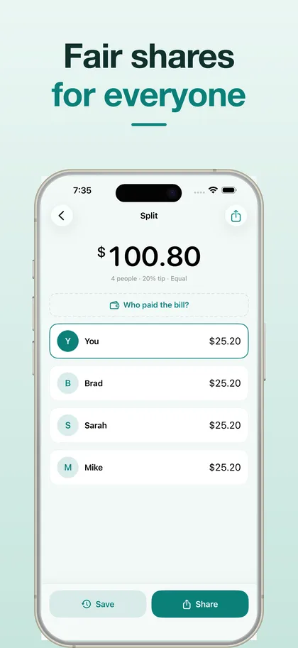 Bill Splitter — Divide Restaurant Check & Tab screenshot 2