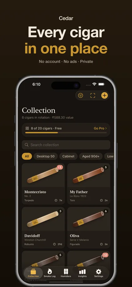 Cedar — Humidor Journal & Smoke Log screenshot 1