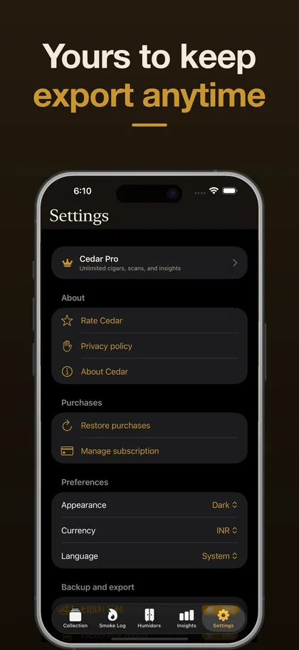 Cedar — Humidor Journal & Smoke Log screenshot 5