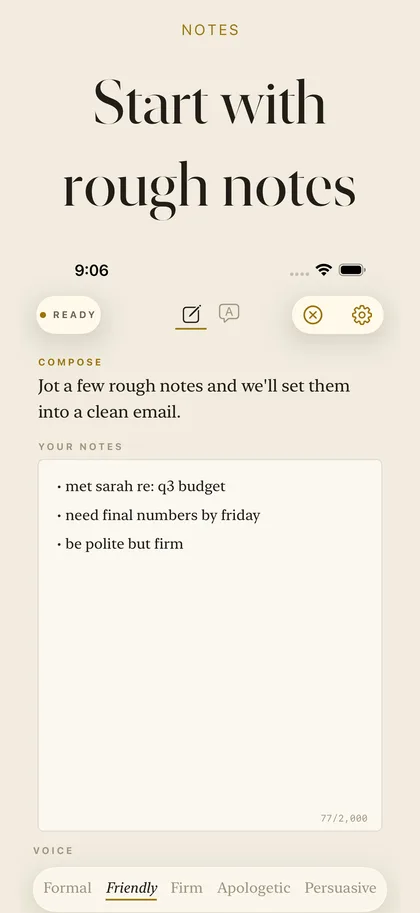 Email Draft — Any tone, polished in seconds screenshot 1