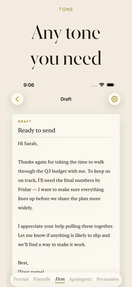 Email Draft — Any tone, polished in seconds screenshot 3